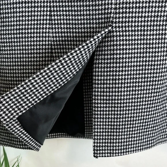 Hush UK Houndstooth Blazer Two Button Black White UK 12 US 8 Wool Blend - Picture 8 of 16